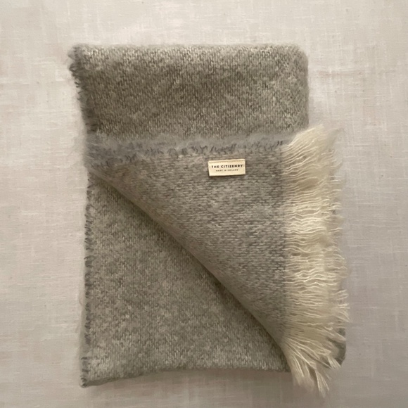 The Citizenry Grey Mohair Wool Throw Blanket Wrap 56”x72”Made in Ireland NEW - Picture 3 of 14